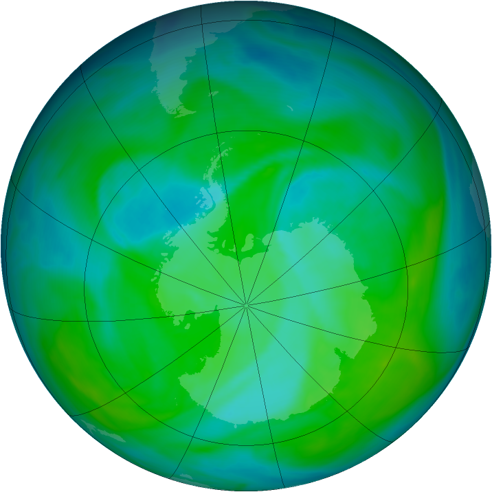 Antarctic ozone map for 12 December 2004